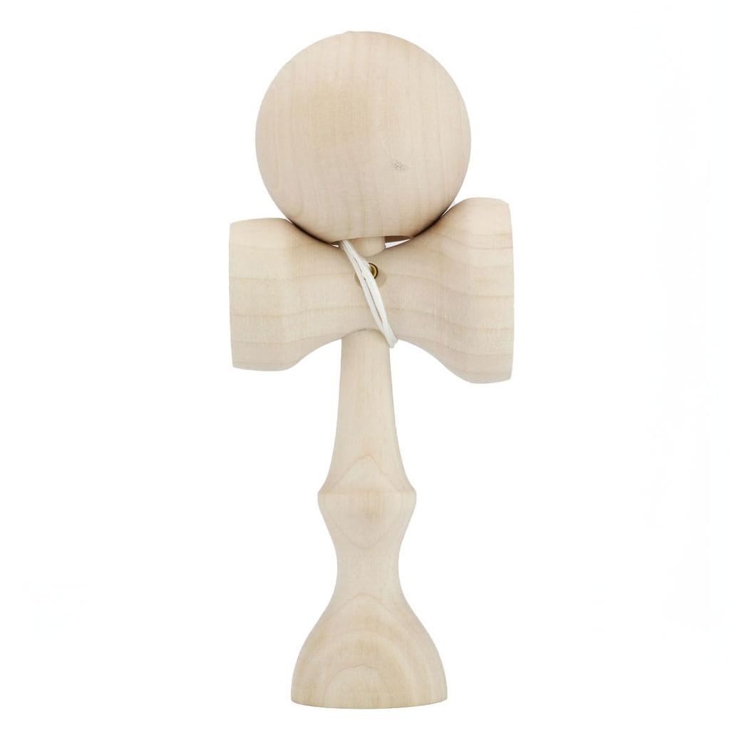 Kids' Size Spin Gear Easy Kendama, Professionally Designed, Lightweight Ball and Large Plate for Easy Loading (Solid Wood, Unpainted)