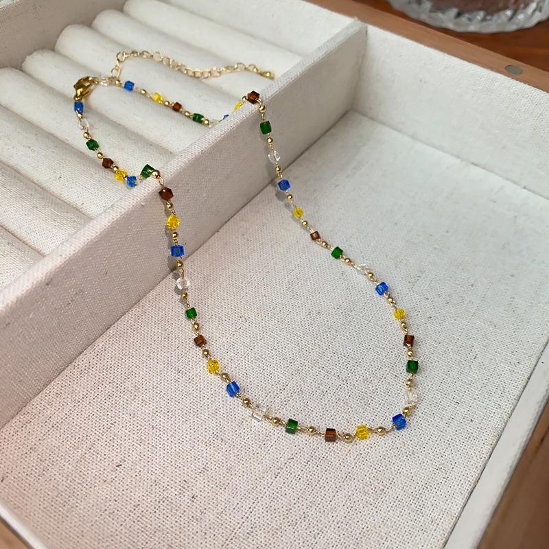 Роскошное хрустальное колье из агата и жемчуга - Этническая цепочка для ключицы