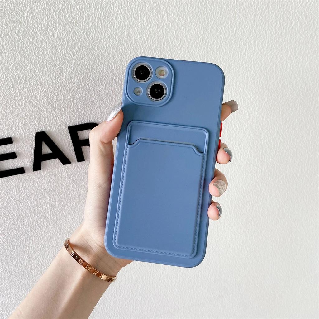 Мягкий силиконовый чехол-держатель для карт для iPhone 16 15 14 13 12 Pro Max Mini Plus контрастного цвета с кнопками, противоударная задняя крышка