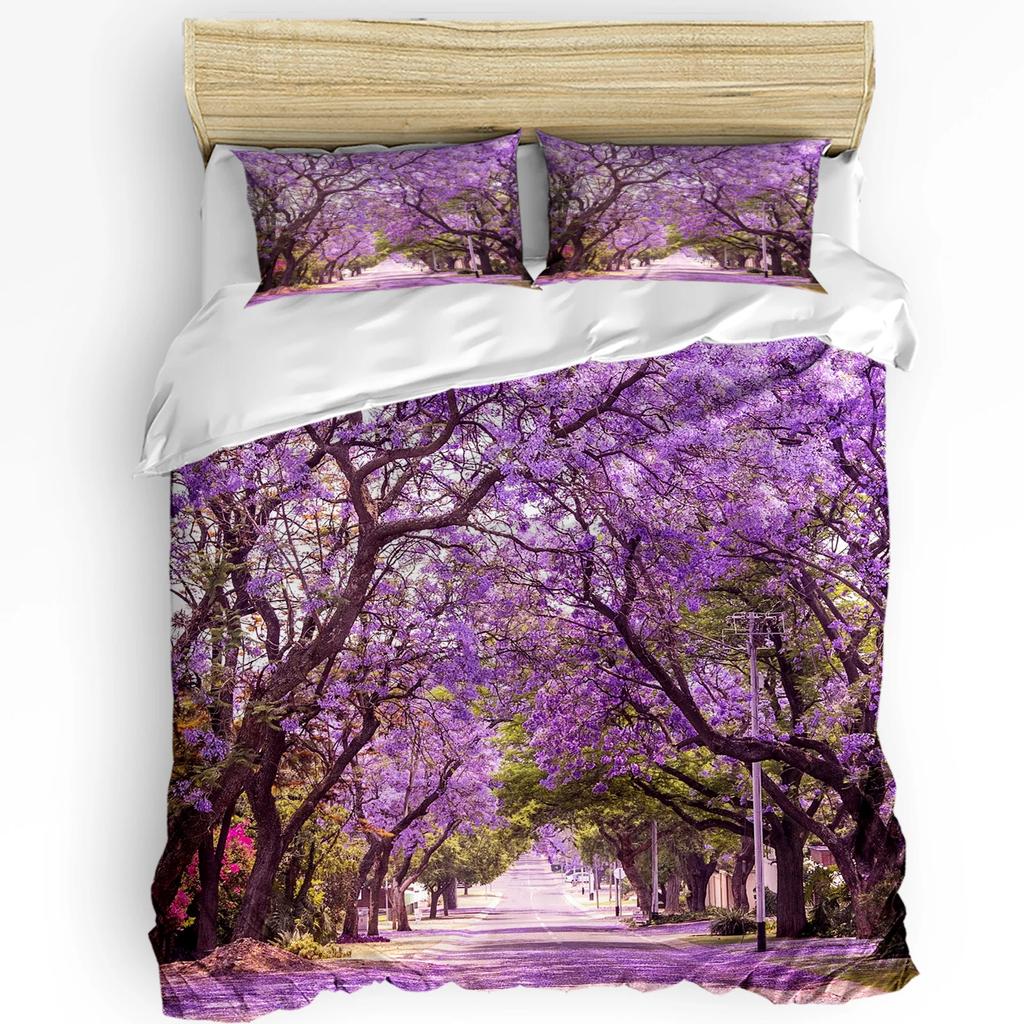 Pink Flower Peach Blossom Duvet Cover With Pillow Case  3Pcs Bedding Collection Quilt Cover Double Bed Home Textile