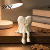 Desktop Halloween Decorations 3D Printed Heart-Shaped Ghost Figurine with Movable Joints, Sitting Dangling Leg Home Decor Statue, Matte White