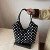 Повседневная женская сумка в студенческом стиле с принтом в горошек, вместительная, сумка-ведро, модная сумка через плечо для книг