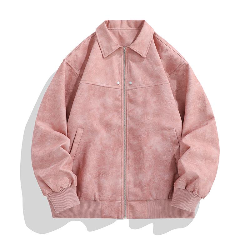 Мужская американская ретро кожаная куртка с отложным воротником - Осенне-зимняя свободная модная верхняя одежда