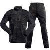 Multicam Black Camouflage Clothes Top and Bottom Set BDU Jacket Pants Military Survival Game Combat Clothes [GUN FREAK] (L)