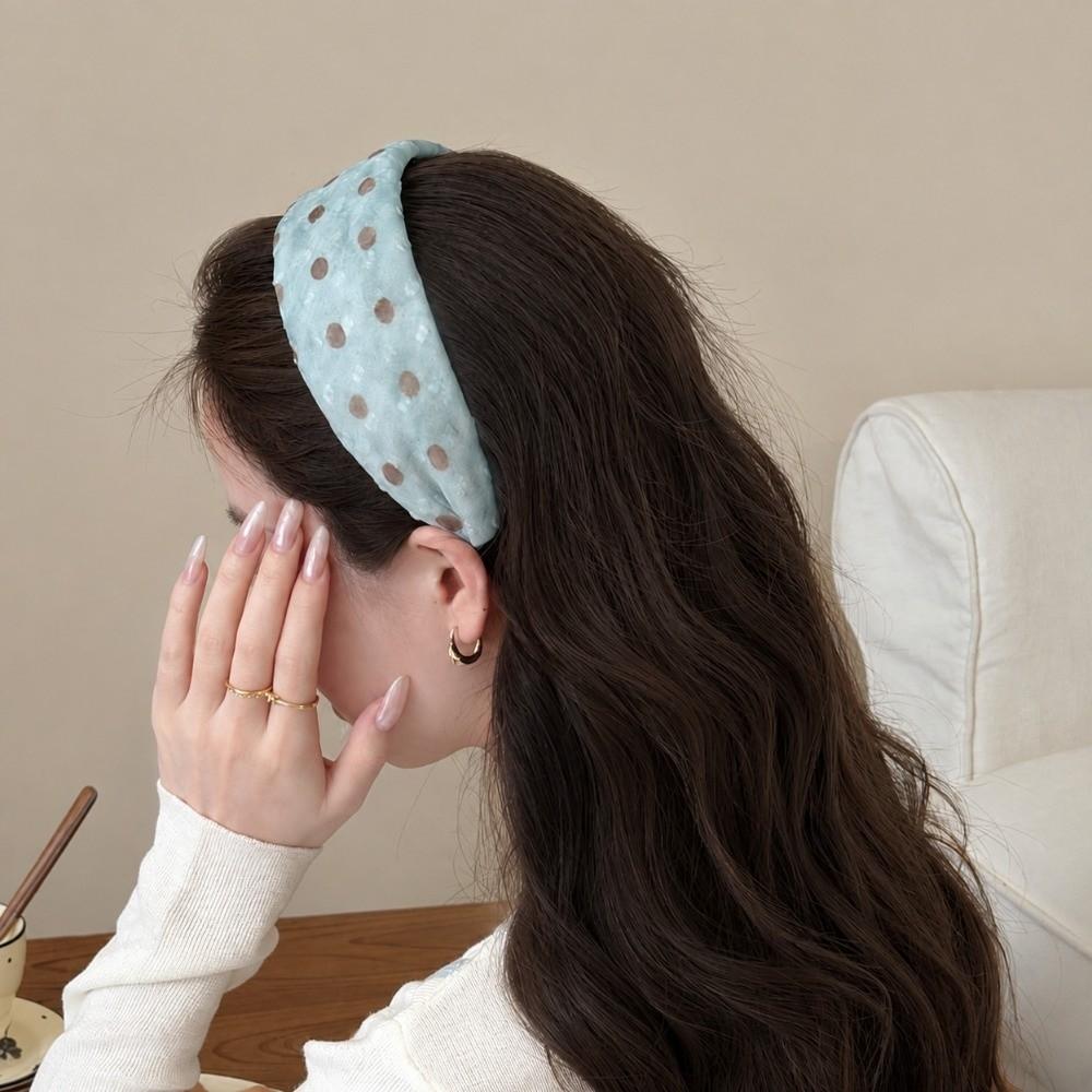 Sweet Wash Face Hair Band Wide Side Hair Accessories French Polka Dots Headband For Women Girls