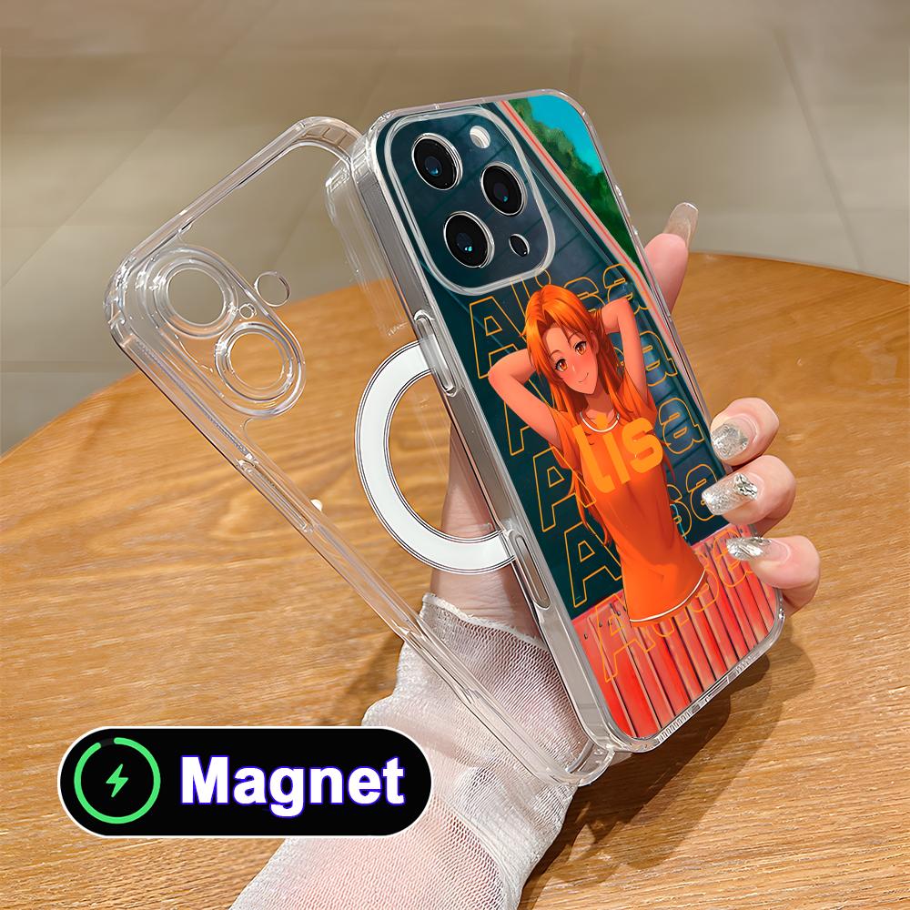 Вечное Лето Алиса Прозрачный Чехол для Телефона Magsafe для iPhone 17 16 15 14 13 12 11 Air Pro Max Plus Mini Цветной Чехол