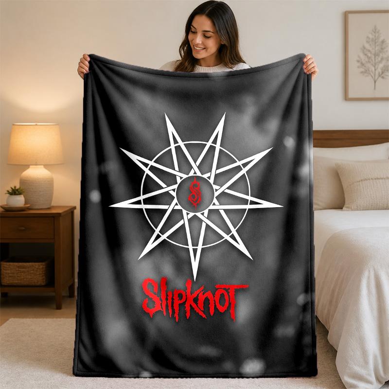 Slipknot Print Flannel Blanket Cozy Lightweight Plush Throw Blanket For Bed Sofa Household Use