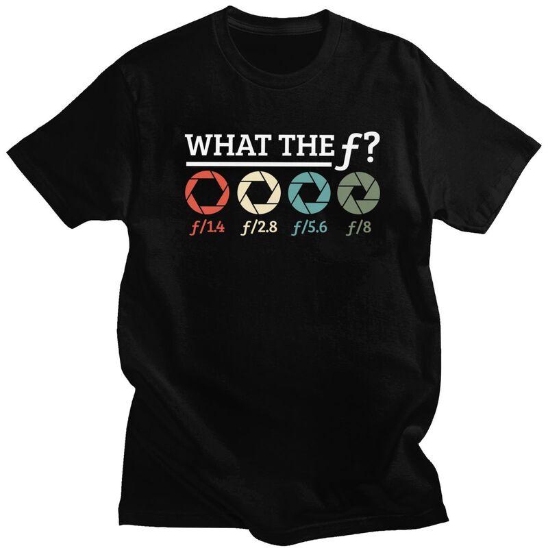 Мужская футболка с принтом "Фотограф What The F" 100% Хлопок Повседневная футболка с короткими рукавами Свободный крой Одежда Подарок