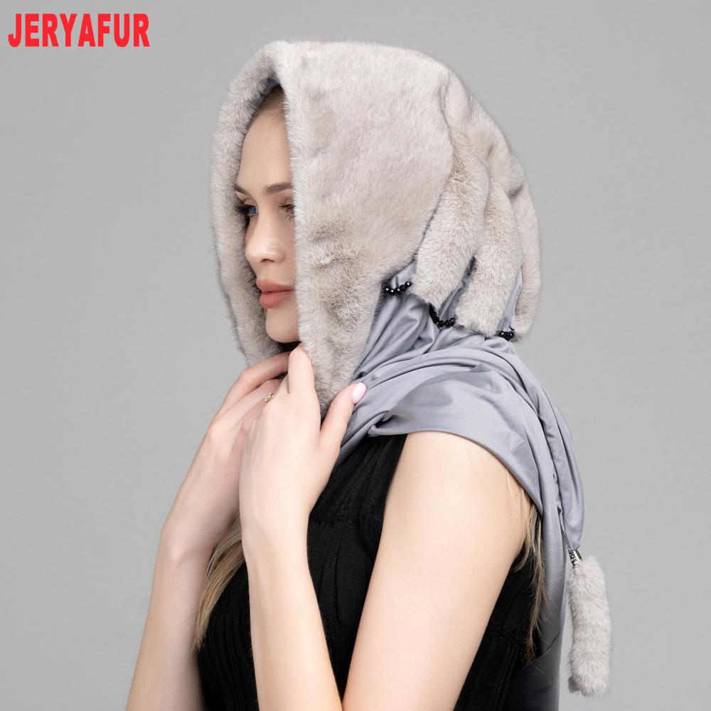 JERYAFUR Женский шарф-капюшон из искусственного меха, 2-в-1, теплая плюшевая комбинация шапки и шарфа для холодной зимы, повседневная уличная одежда