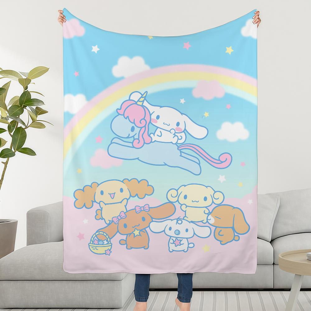 Blanket Throw Super Cosy C-CinnamorollS Plush Living Room Sofa Cartoon SRO Couch Childish Cute Birthday Gifts
