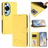 Happy Heart Pattern Magnetic Closure Vegan Leather Phone Case with Wrist Strap For Huawei Mate 60