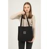 Black U22 3 Compartment Front 2 Pocket Detailed Canvas Fabric Daily Women's Shoulder Bag B:35E:35