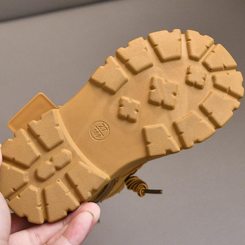 Осенне-зимние новые детские желтые ботинки, повседневные, с мягкой подошвой, нескользящие, бархатные, короткие ботинки для маленьких мальчиков