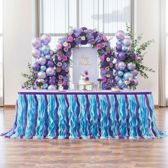 Curly Willow Table Skirt for Rectangle Round Tables 6ft Ruffle Tutu Table Cloth Reusable