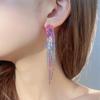 European & American Glam Rhinestone Tassel Long Earrings for Evening Events