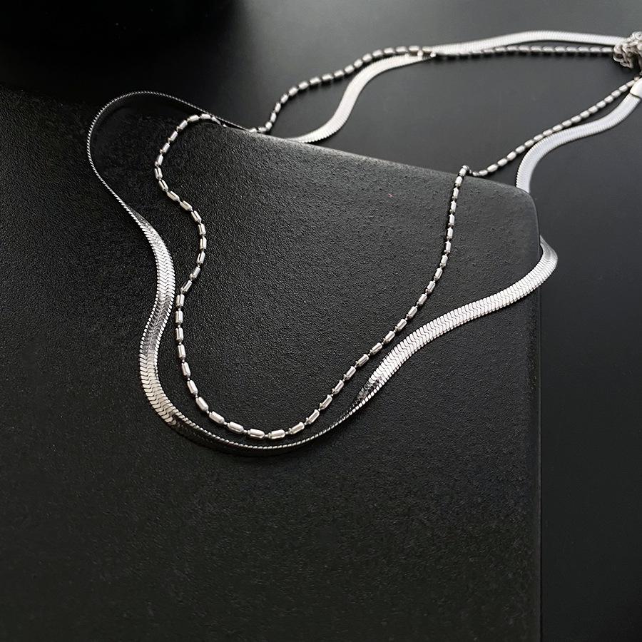 Ожерелье из титановой стали с двойной змеевидной цепочкой, не тускнеющее - Летний женский чокер и аксессуар для ключицы