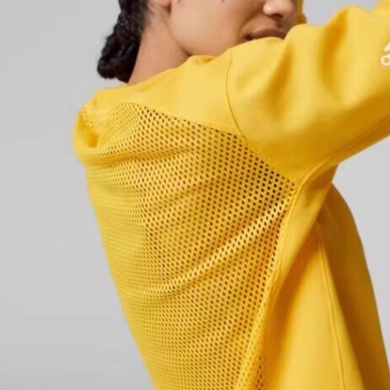 adidas SMC Повседневная спортивная футболка с круглым вырезом и длинным рукавом с принтом и надписью, женские топы, желтый GT9449