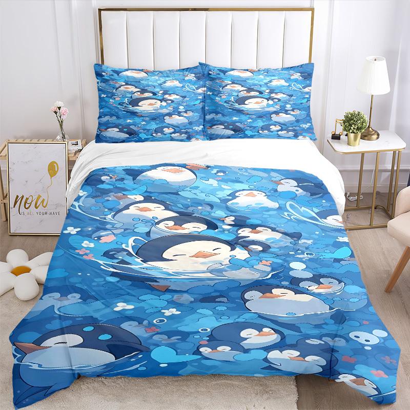 3pcs bedding set Penguin Includes 1 Comforter + 2 Pillowcases, Without Pillow Inserts, Soft Comfortable, Lightweight Breathable006