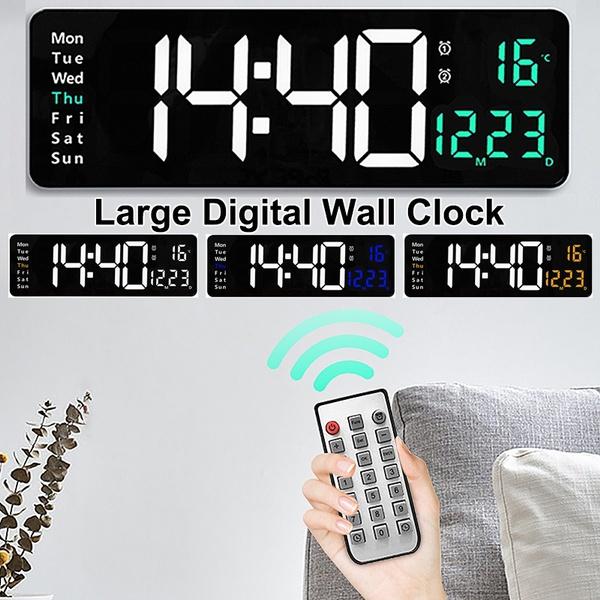 Новые большие электронные настенные часы с дистанционным управлением, температура, дата, выключение питания, память, настольные часы, настенные двойные будильники, цифровые светодиодные часы