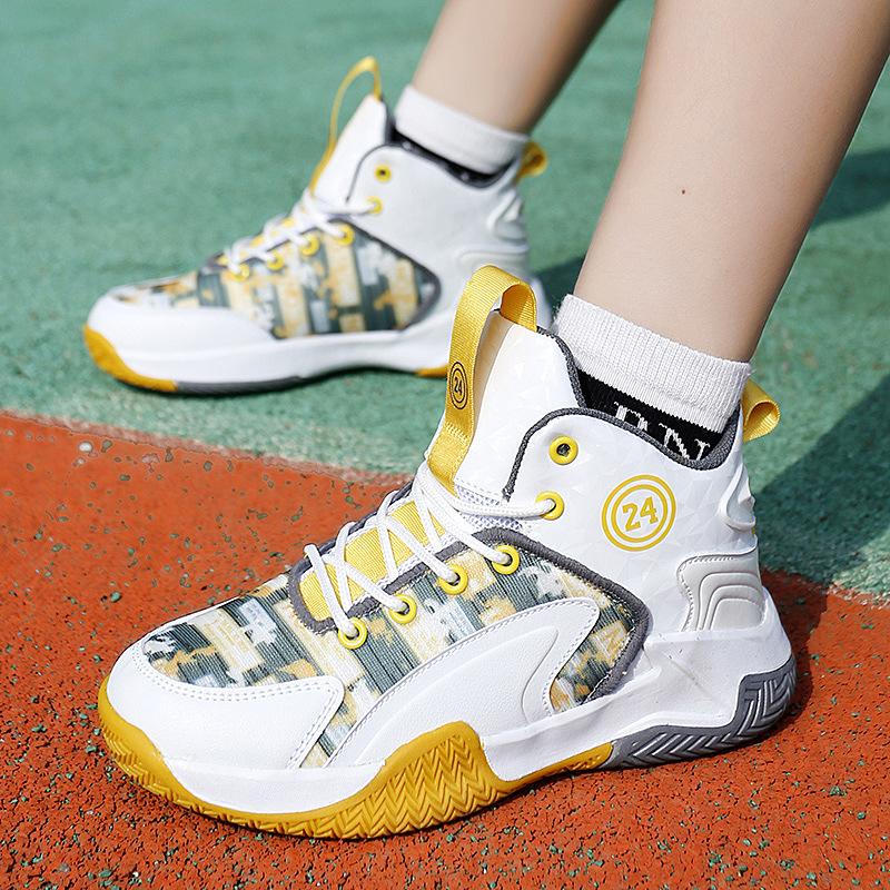 New Spring New Boys Basketball Shoes Breathable Shock Absorption Wear-resistant Students Combat Children's Basketball Shoes Outdoor