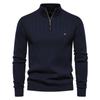 Autumn and Winter Collar Men's Sweater Half Zipper Solid Color Sweater Fashion Solid Color Long Sleeve Top