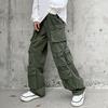 Men Cargo Pants Street Style Loose Multi Pockets American Retro Trousers Solid