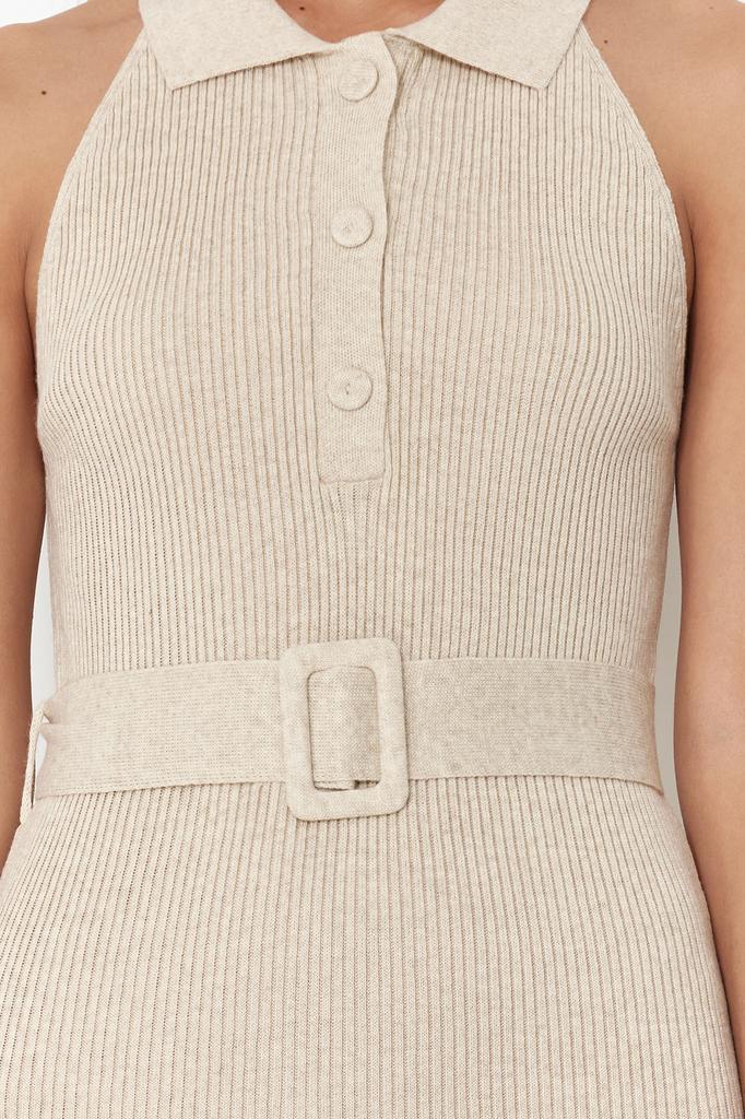 Women's Fashion New Dress Green Plain Belt Detailed