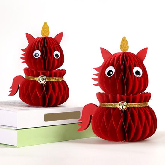 Фигурка лошади на китайский Новый год, выдвижная сотовая, зодиакальная лошадь, украшение, 3D складная бумажная лошадь, настольное украшение для Праздника весны, домашний декор