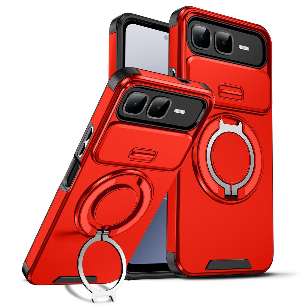 Магнитная подставка-кольцо Чехол для телефона Для Infinix Smart 10 Plus Защита объектива камеры-слайдера TPU рамка Жесткая пластиковая задняя крышка Fundas