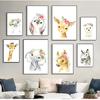 Canvas Painting Nursery Wall Pictures Kids Room Decor Cute Deer Zebra Lion Rabbit Pig Flower Nordic Posters And Prints Wall Art