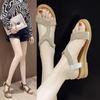 Fashion Roman Sandals for Women 2025 Summer New Fairy Style Student Flat Shoes Rhinestone Fish Mouth Beach Shoes for Women