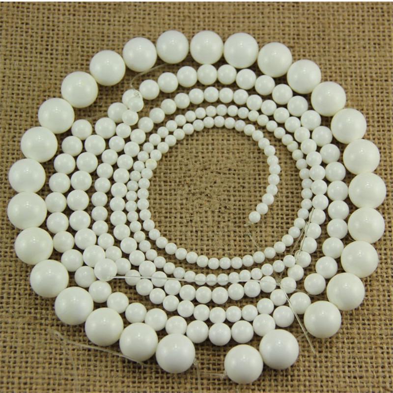 Творческий DIY для белого натурального драгоценного камня Подвеска 25-100 шт. 4-12 мм Оптовая продажа Распорка бусины Изготовление ювелирных изделий Браслеты Ожерелья Круглые