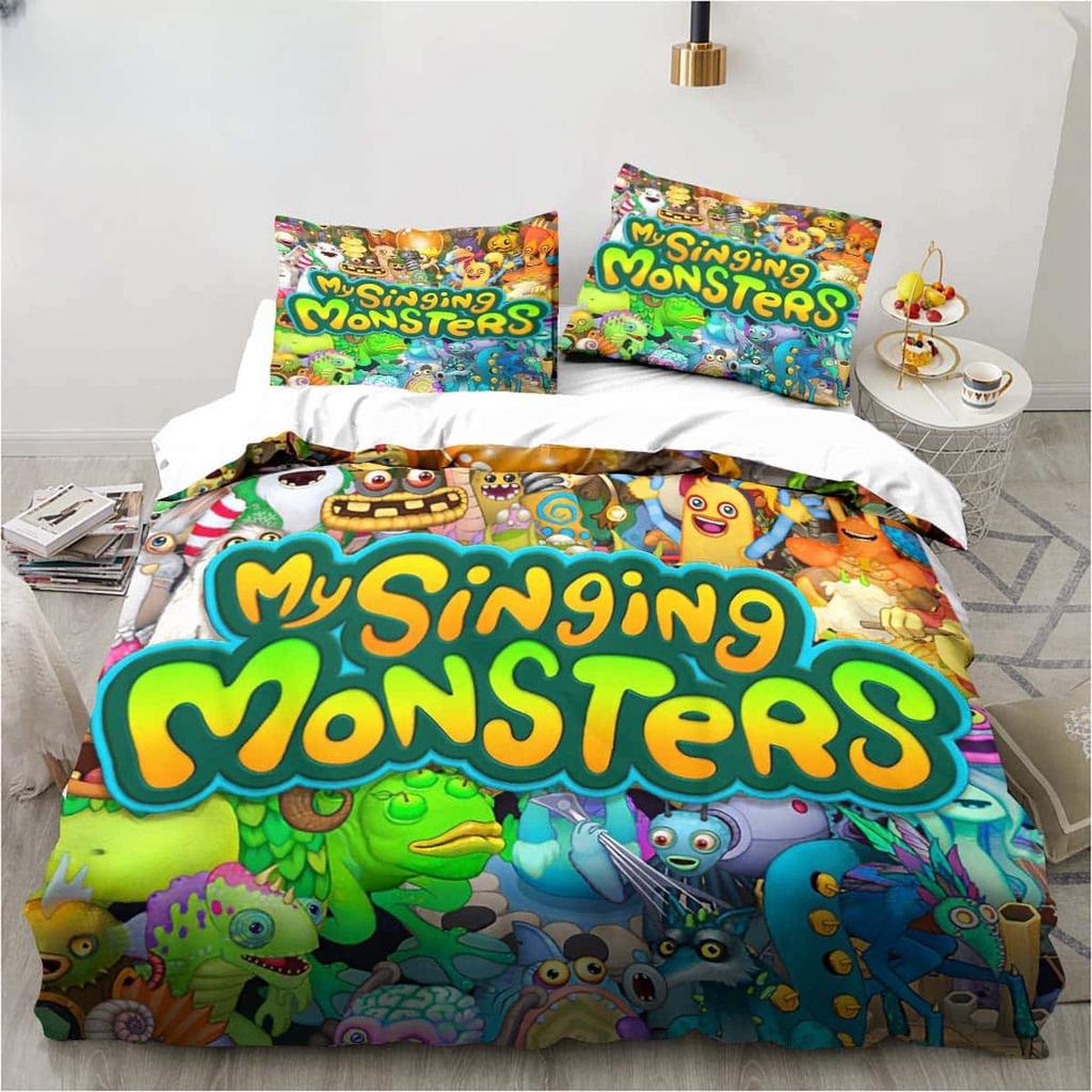 3D Print My Game Singing Monsters Bedding Sets Comforter Quilt Bed Cover Duvet Cover Pillow Case 2-3 Pieces Sets Kids Adult Size