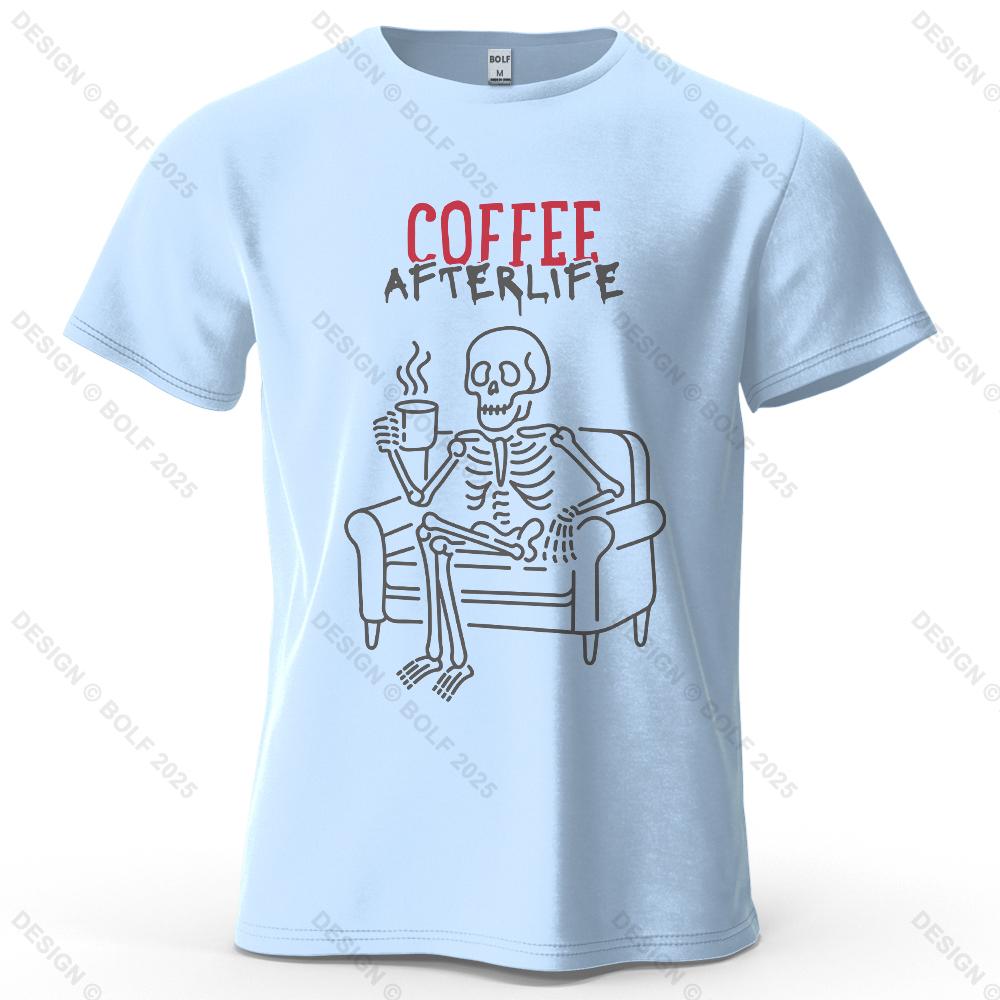 Coffee Afterlife Humorous Printed Unisexs Tshirt 100 Cotton Oversized Relaxed Graphic Tees For Unisex Tops Tees Casual Streetwear