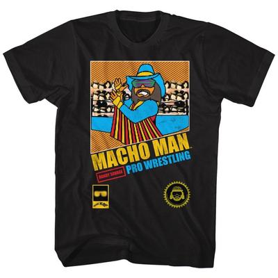 Macho Man Профессиональный рестлинг Черная футболка для рестлинга Унисекс