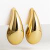 Vintage Gold Plated Chunky Dome Drop Earrings for Women Glossy Stainless Steel Thick Teardrop Earrings Dupes Lightweight Hoops