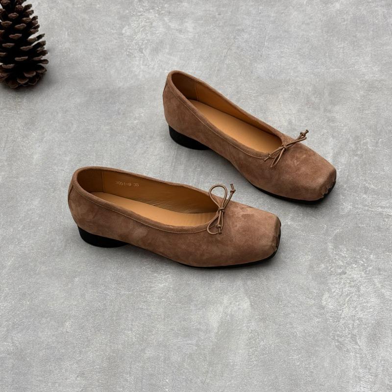 Кожаные балетки женские кожаные туфли Мэри Джейн на толстом каблуке с квадратной головкой