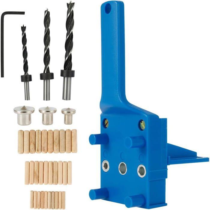 Gabarit de perçage tourillon - AIMOONSA - Kit 41 pièces - T réglable - Pour goujons 6/8/10 mm - Plastique ABS