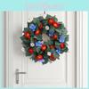 Independence Day Red Blue Small Flower Wreath Window Wall Hanging For Festive Home Decor