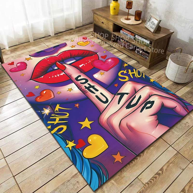 Multl SizeFashion Sexy Lips Pattern Carpet for Living Room Bedroom Bedside Floor Mat Cloakroom Modern Home Area Decor