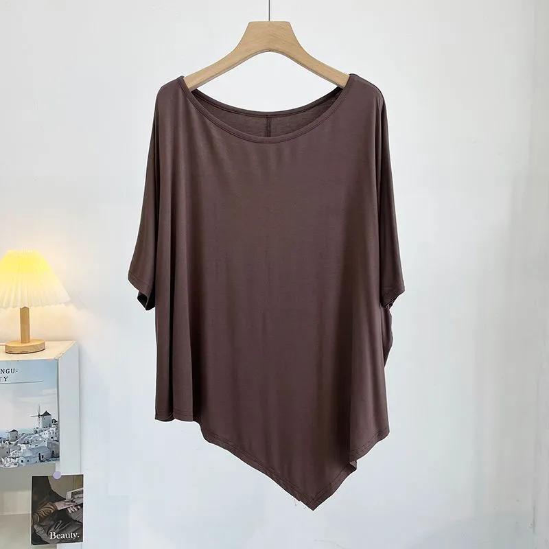 Футболка женская однотонная повседневная большого размера свободная с круглым вырезом пуловер с короткими рукавами топы