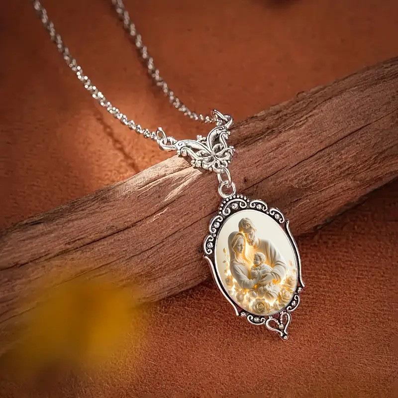 Butterfly Accessories and Cozy Family Pattern Oval Pendant Necklace