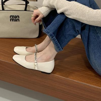 Французская фея страз слово с туфлями Мэри Джейн девочка 2025 мягкая подошва мелкий вырез одинарные туфли нежные вечерние туфли