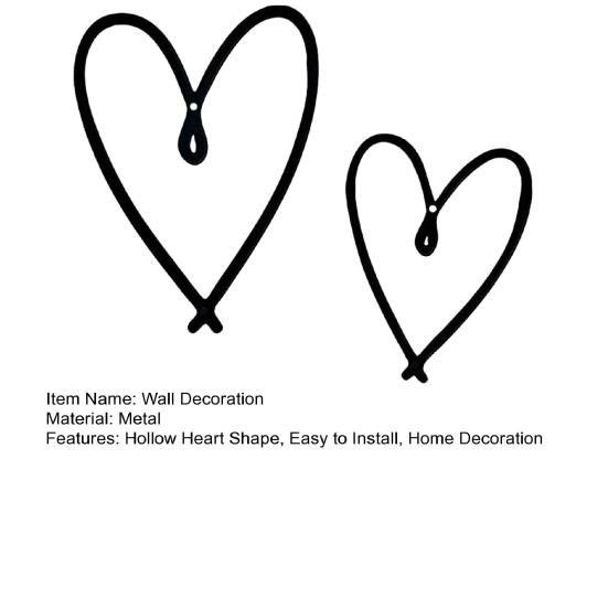 2Pcs Metal Love Heart Wall Decoration Hollow Heart Shape Wall Art Sculpture Home Living Room Bedroom Hanging Ornament