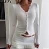 Women's Fashion Casual Spring Autumn Solid Color Print Long Sleeve V-Neck Blouses & Shirts