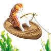 Милый котенок, ловящий рыбу, плавающий орнамент, смоляной кот, декор для аквариума с удочкой, украшение для пруда в саду, аквариум для дома и офиса