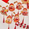 Cute Chinese God of Wealth Fridge Magnets Traditional Cartoon Snake Year Hanging Pendent Festive with Tassels