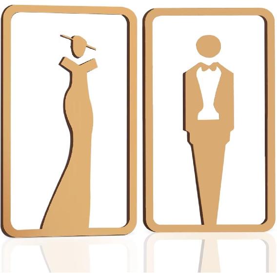 2 Pcs Women's Men's Bathroom Sign, Acrylic Restroom for Business Home, Unisex Toilet With Double Sided Tape, 7.8 x 4.3 Inch Bathroom Door Decor