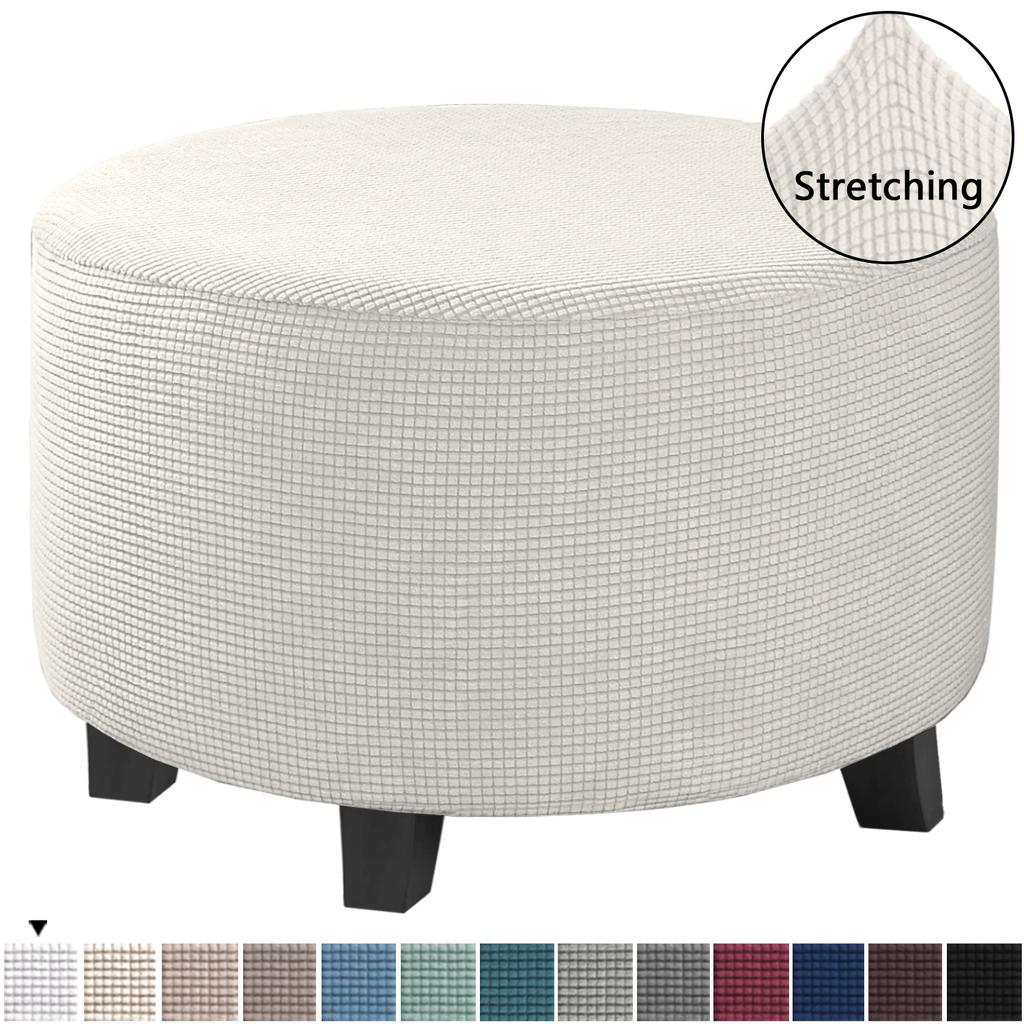 Ottoman Cover Stretch Ottoman Slipcover Round Ottoman Storage Cover Folding Stool Covers for Footrest Ottoman Fit Dia  20"-41" Removable Washable