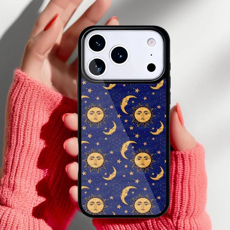 Винтажный чехол для телефона с луной, солнцем и звездами для iPhone 17 Air 16e 15 14 13 Pro Max Задняя крышка для 12 11 Pro Coque
